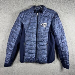 NFL Team Apparel Los Angeles Rams Women Blue Space Dye Hybrid Puffer Jacket L